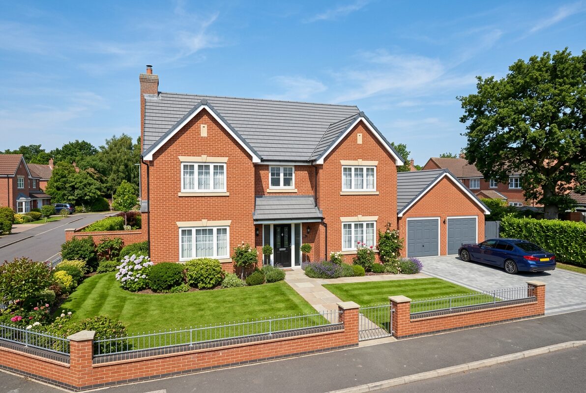 Smart UK detached house with an immaculate tiled roof